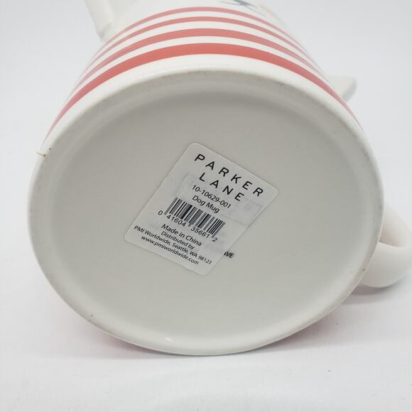 Parker Lane Figural Red Stripe Dog Coffee Cup Mug w/ Ears & Tail ~ 16 Oz ~ NEW - Picture 7 of 7